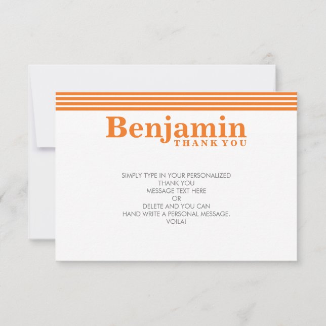 Cartão De Agradecimento OBRIGADO OBRIGADO NOTE legal nome ousado laranja (Frente)