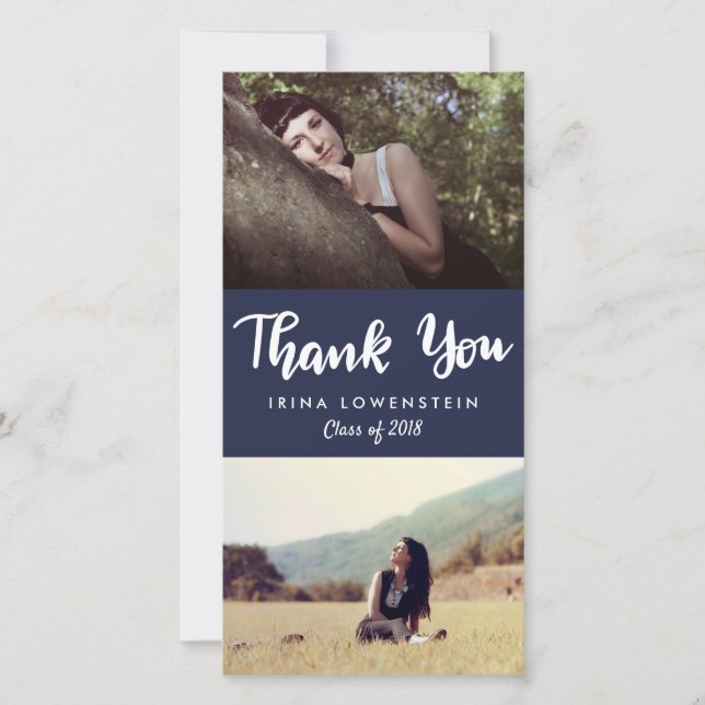 Cartão De Agradecimento Obrigado ocasional da foto do formando dois você (Frente)