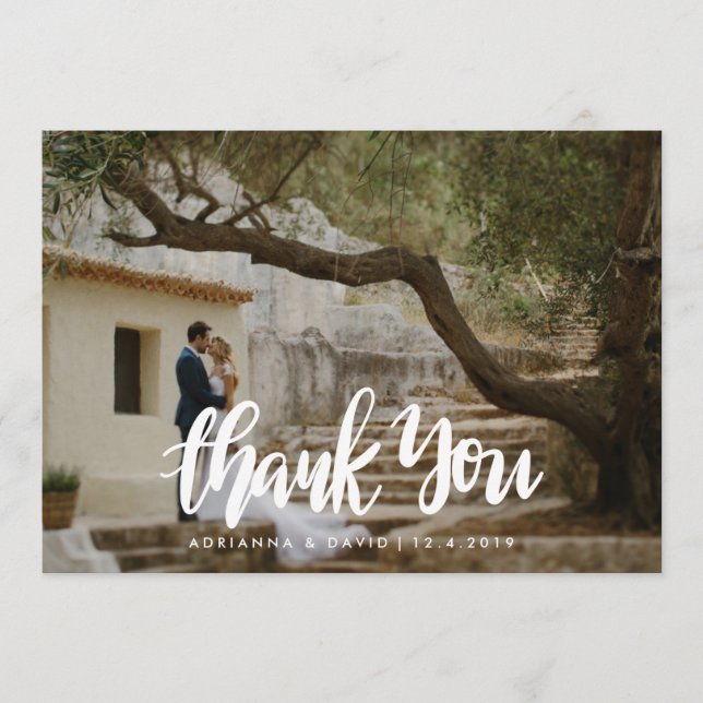 Cartão De Agradecimento Obrigado ocasional do casamento da foto você (Frente)