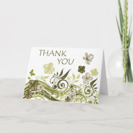 Cartão De Agradecimento Obrigado (Olive Green Floral)