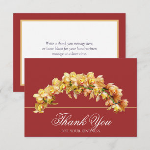 Cartão De Agradecimento Obrigado Orquídea Dourada Arco Floral Botânico Chi