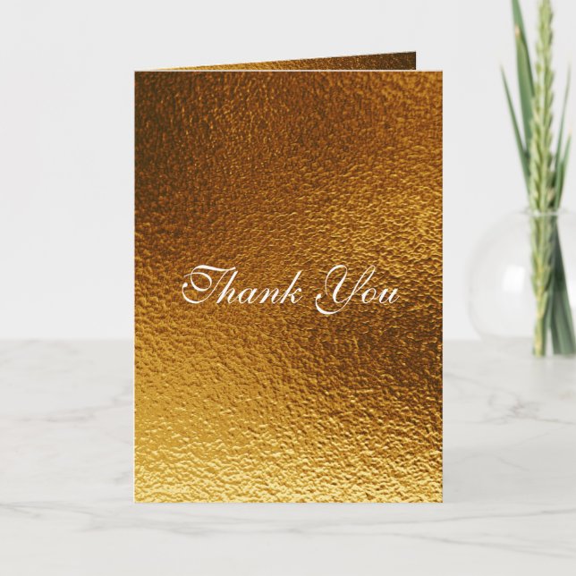 Cartão De Agradecimento Obrigado Ouro Branco Real, Mettalico brilhante (Frente)