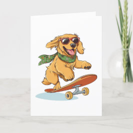 Cartão De Agradecimento Obrigado Ouro Retriever Dog Skateboard