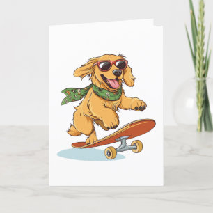 Cartão De Agradecimento Obrigado Ouro Retriever Dog Skateboard