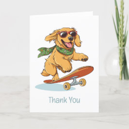 Cartão De Agradecimento Obrigado Ouro Retriever Dog Skateboard