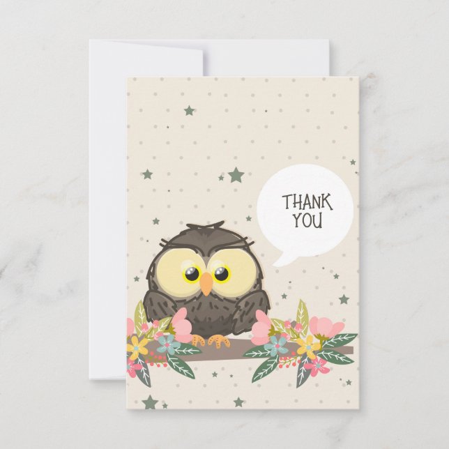 Cartão De Agradecimento Obrigado Owl (Frente)
