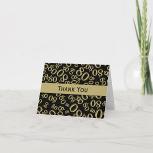 Cartão De Agradecimento "Obrigado!" Padrão Aleatório de Número 80 Preto/Do