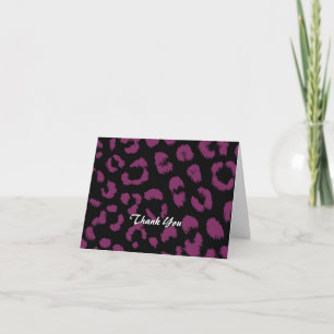Cartão De Agradecimento Obrigado padrão de leopardo roxo e preto