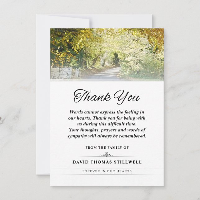 Cartão De Agradecimento Obrigado Palavras Douradas das Árvores do outono n (Frente)