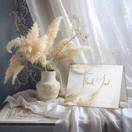 Cartão De Agradecimento Obrigado! | Pampas Douradas Elegantes Boêmian Flor