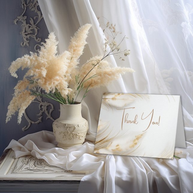 Cartão De Agradecimento Obrigado! | Pampas Douradas Elegantes Boêmian Flor (Criador carregado)