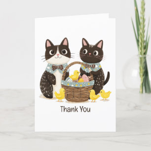 Cartão De Agradecimento Obrigado Páscoa Gatos Páscoa Cesta Pintinhos