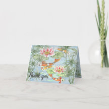 Obrigado Pastel Tropical Koi Fish Pond Watercolor