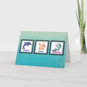 Cartão De Agradecimento Obrigado - Paz Amor e Insanidade Animais Fofos