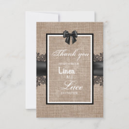 Cartão De Agradecimento Obrigado pela cerimônia de casamento de burlap, li