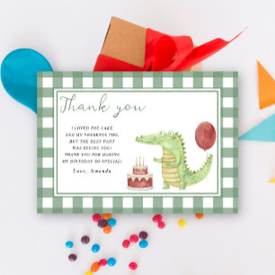 Cartão De Agradecimento Obrigado pela festa de aniversário do crocodilo