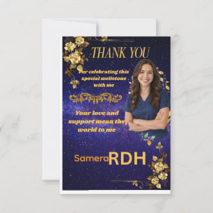 Cartão De Agradecimento Obrigado pela Formatura de Higienista Dental Azul-