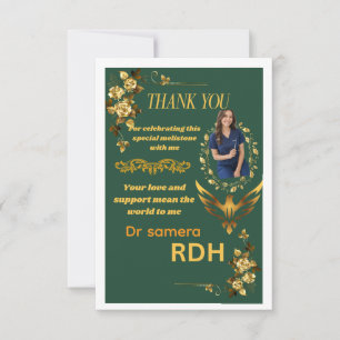 Cartão De Agradecimento Obrigado pela Formatura de Higienista Dental green
