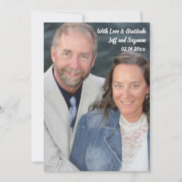 Cartão De Agradecimento Obrigado pela foto de casamento com letra à mão no