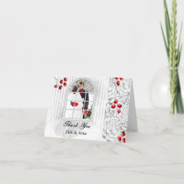 Cartão De Agradecimento Obrigado pela Foto do Casamento de Natal de Invern