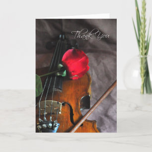Cartão De Agradecimento Obrigado pela Música de Casamento Rosa e Violino