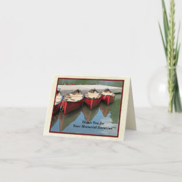 Cartão De Agradecimento Obrigado pela sua doação memorial, canoas vermelha