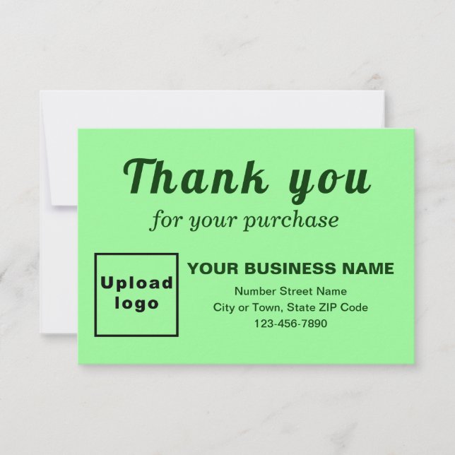 Cartão De Agradecimento Obrigado Pela Sua Placa Plana Verde Clara Comprada (Frente)