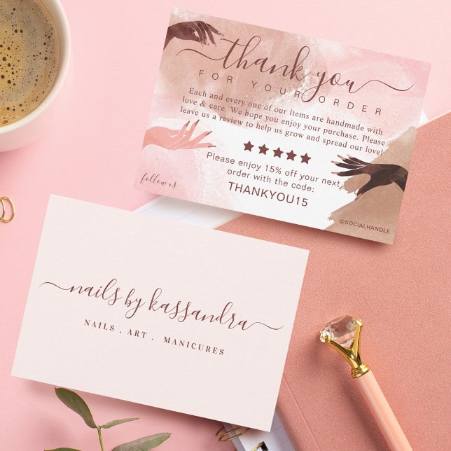 Cartão De Agradecimento Obrigado pela sua Revisão de Arte de Nail (Thank you for your Order Nail Art Business Review)