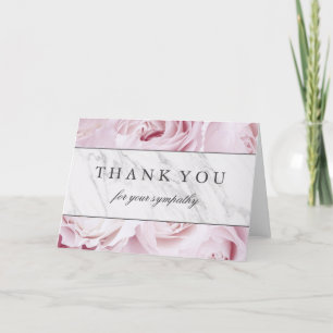 Cartão De Agradecimento Obrigado pela sua simpatia Rosas e mármore