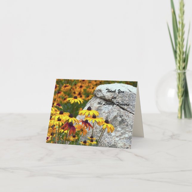 Cartão De Agradecimento Obrigado pelas flores, flores amarelas (Frente)
