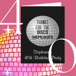 Cartão De Agradecimento Obrigado pelas Memórias do Disco Aniversário de 40