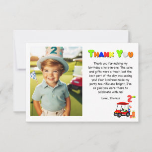 Cartão De Agradecimento Obrigado pelo 2º padrão de aniversário carrinho de