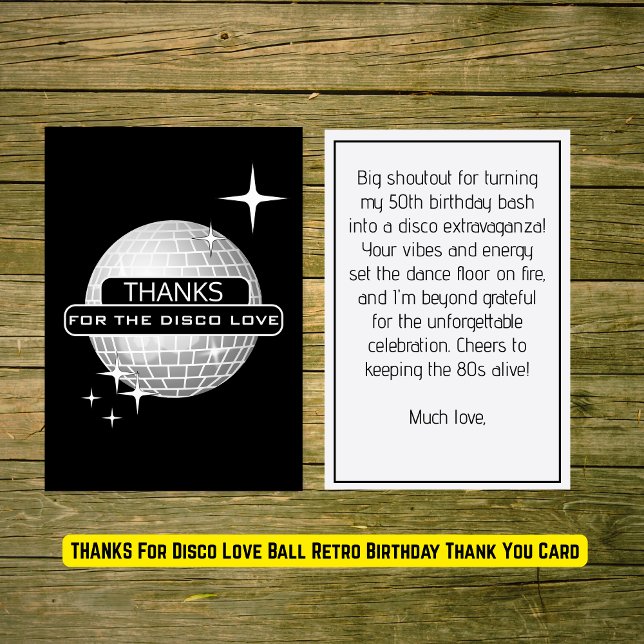 Cartão De Agradecimento OBRIGADO Pelo Amor Disco Baile Retrô Aniversário (THANKS For Disco Love Ball Retro Birthday Thank You Card
)