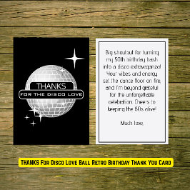Cartão De Agradecimento OBRIGADO Pelo Aniversário Retro da Bola do Amor Di