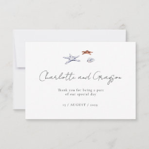 Cartão De Agradecimento Obrigado pelo Casamento à Beira-Mar com Aquarela e