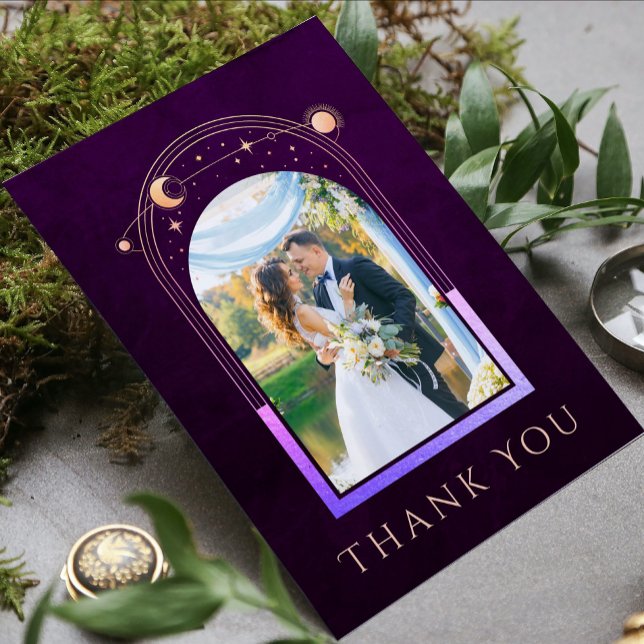 Cartão De Agradecimento Obrigado pelo Casamento Celestial Ameixa Arco-íris (Criador carregado)