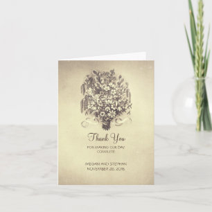 Cartão De Agradecimento Obrigado pelo Casamento de Flores de Primavera Vin