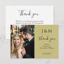 Cartão De Agradecimento Obrigado pelo Casamento em Foto em Verde Sage