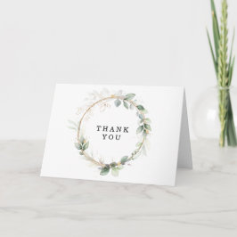 Cartão De Agradecimento Obrigado pelo Casamento Verde e Dourado Dobrado