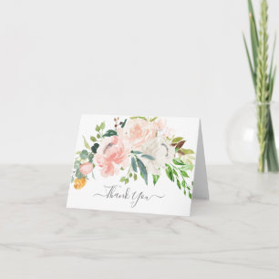 Cartão De Agradecimento Obrigado pelo Chá de Bebê com Flores Rosadas