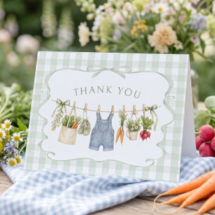 Cartão De Agradecimento Obrigado pelo Chá de Bebê Menino Gingham Cultivado