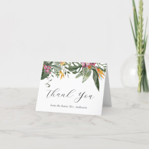 Cartão De Agradecimento Obrigado pelo Chá de Noiva Floral Tropical