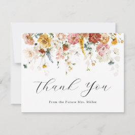 Cartão De Agradecimento Obrigado pelo Chá de Noiva Floral Vintage