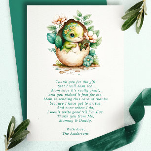 Cartão De Agradecimento Obrigado pelo Chuveiro de Bebê do Ovo de Dinossaur