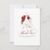 Obrigado pelo Chuveiro Nupcial Floral Vermelho Bor