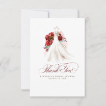 Obrigado pelo Chuveiro Nupcial Floral Vermelho Bor