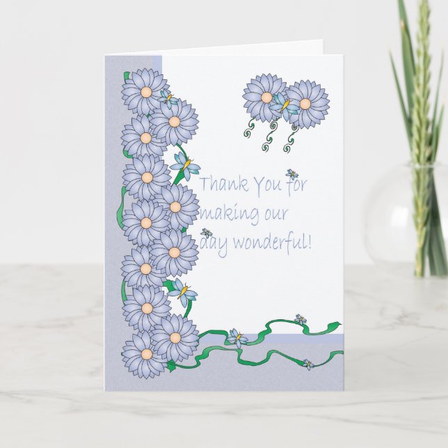 Cartão De Agradecimento Obrigado pelo fazer do meu dia de casamento especi (Frente)