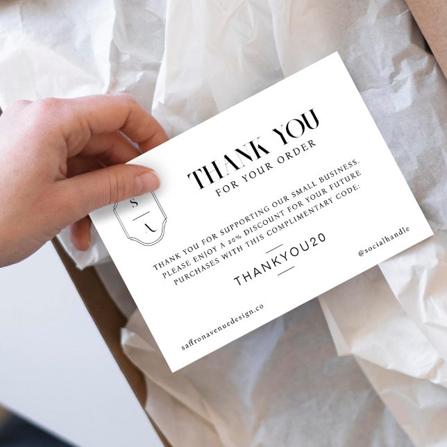 Cartão De Agradecimento Obrigado pelo Monograma Personalizado Mínimo do Pe (Criador carregado)