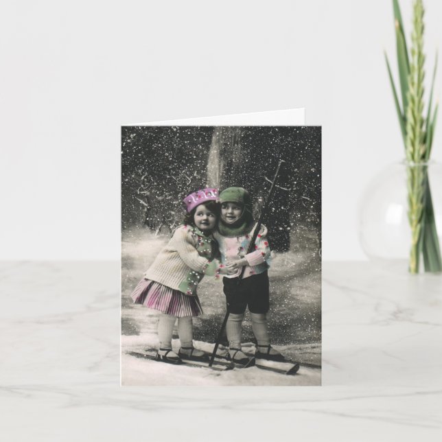 Cartão De Agradecimento Obrigado pelo Natal Antigo (Frente)