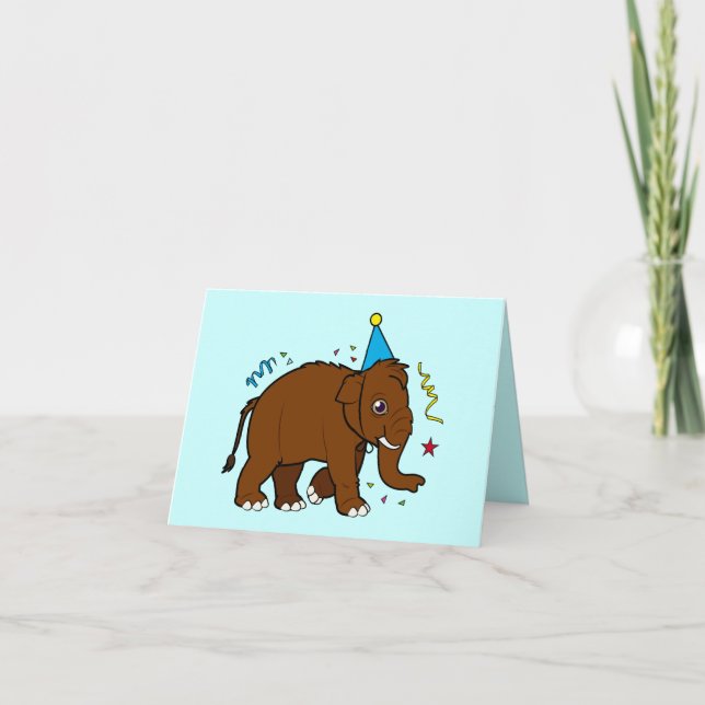 Cartão De Agradecimento Obrigado pelo presente de aniversário, Wooly Mammo (Frente)